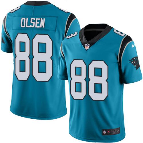 Nike Panthers #88 Greg Olsen Blue Men's Stitched NFL Limited Rush Jersey